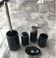 Big square Soap dish，PS，black，Soap dispenser bottle 7.3 * 15 cm;
Toothbrush holder 7.3 * 11.8 cm;
Mouthwash cup 7.3 * 11.5 cm;
Soap dish 9 * 12.7 * 2.5 cm;
Toilet brush 9.5 * 37.5 cm