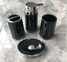 Big square toilet brush，PS，black，Soap dispenser bottle 7.3 * 15 cm;
Toothbrush holder 7.3 * 11.8 cm;
Mouthwash cup 7.3 * 11.5cm;
Soap dish 9 * 12.7 * 2.5 cm
