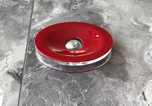Round toothbrush holder，PS，red，12.7*9*2.5 cm