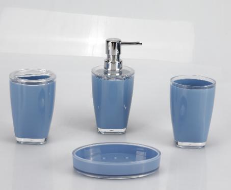 Rectangular toilet brush，PS，blue，Soap dispenser bottle 8 * 17 cm;
Toothbrush holder 8 * 11.5 cm;
Mouthwash cup 8 * 11.3 cm;
The Soap dish of 13.3 * 9.7 * 2.5 cm