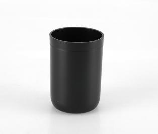 Cylinder toothbrush holder，PS + bamboo，black，7.5*10.8 cm