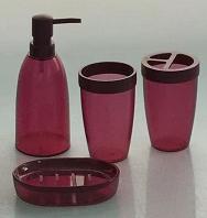 Toothbrush holder，AS，wine red，Soap dispenser bottle 7.5 * 19 cm;
Toothbrush holder 7.5 * 12 cm;
Mouthwash cup 7.5 * 12 cm;
Soap dish 13 * 9.8 * 2.8 cm