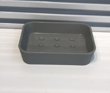 Toothbrush holder，ABS+ rubber paint+323 stainless steel，grey，11.7*8.7*2.8cm