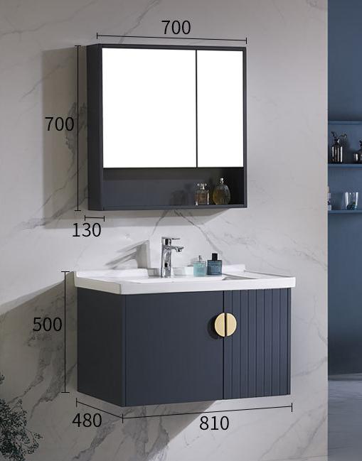 Bathroom cabinet - plywood W/ mirror and basin, 810 * 480 * 500mm