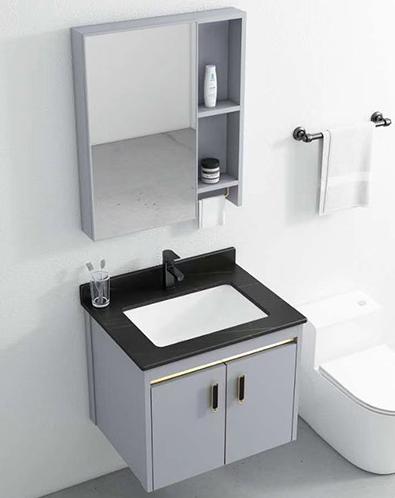 Bathroom cabinet - Space aluminum W/ mirror and basin, 600 * 480 * 520mm