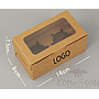 Kraft Cup Cake Box 2 holes w/ logo，16*9*7.5cm