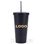 S/S Straw Cup Water Mug w/logo 500ml black